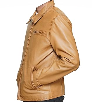 ジャケット・アウター brown leather jacket Womens Petite Tan Brown Cafe Racer Leather Jacket